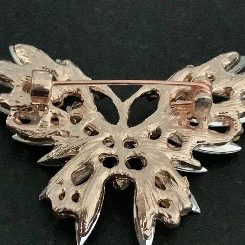 Lyra Butterfly Brooch Vintage Style Pin, Marquise Crystals